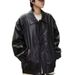 Loom European And American Street Fashion Loose Motorcycle Men's Trendy Cool High-end Pilot PU Leather Jacket Coat_mkmklike.com