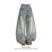 Women's Clothing Women's High-Waisted Curved Jeans Retro American Style Loose Fit Slimming Wide Leg Pants For Spring And Autumn High Street Design_mkmklike.com