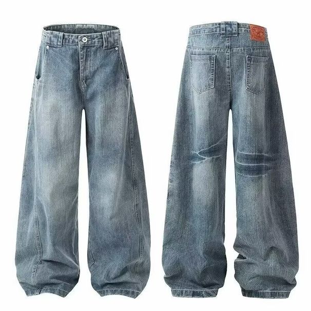 Baggy Distressed Jeans – Vintage Washed Streetwear Denim Pants With Raw Hem & Relaxed Fit (S-3XL, Light Blue, Unisex Y2K Aesthetic)_mkmklike.com