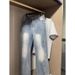 American High Street Lightning Washed Flared Jeans, Men's Loose Straight Slim Fit Trendy Denim Pants Streetwear_mkmklike.com