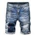 Men's Clothing 2024 Summer Street Trousers, Heavy-duty Washed Hole Patch Patches, Sprinkled Paint Spots, Denim Mid-length Trousers For Men_mkmklike.com
