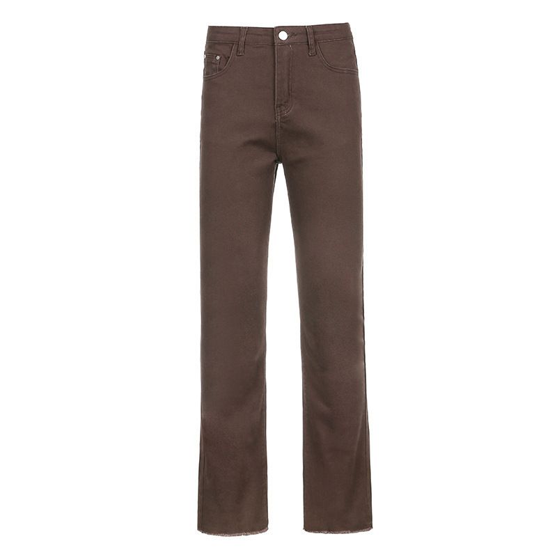 Slim Fit Flared Jeans For Women – High-Waisted Stretch Denim Pants, Trendy Streetwear (Black/Brown/Khaki, Sizes S/M/L)_mkmklike.com