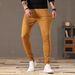 Men's Stretch Denim Jeans Business Casual Brown Trousers Style Cycling in Stock Other Styles Available_mkmklike.com