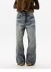 Unisex Distressed Slim Fit Wide Leg Jeans High Waisted Retro Straight Leg Cotton Pants For Autumn/Winter Casual Style_mkmklike.com