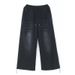Men's Trendy High Street Workwear Jeans Drawstring Elastic Waist Loose Wide Leg Floor Length Pants Blue Spring Summer_mkmklike.com