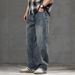 New Spring Jeans Men's Harlan Loose Trendy Brand American Retro Washed Double Craft Medium Waist Large Size Youth_mkmklike.com
