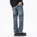 Ceanfit Autumn And Winter New Jeans Men\ Fit Straight Tube Loose Plus Size Youth Middle Waist Tide Retro Washed Eight Tube Xiansen Zhi Clothes_mkmklike.com