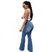 Women's Clothing High Waist Elastic Denim Trousers Flared Horseshoe Pants Solid Color Fashion Spring/Autumn_mkmklike.com