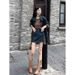 Chicco Vintage Denim Shirt Jacket High Waist Short Skirt Two-Piece Set For Women Autumn New Loose Slimming Casual Outfit_mkmklike.com
