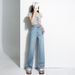 Women's Light Blue Tencel Jeans - Summer Loose Fit High Waist Flowy Wide Leg Pants With Vintage Wash & Breathable Fabric_mkmklike.com