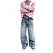 "Men's Vintage Washed Distressed Patchwork Jeans – Straight Leg & Relaxed Fit | Retro Streetwear Denim Pants | 90s Grunge Style"_mkmklike.com