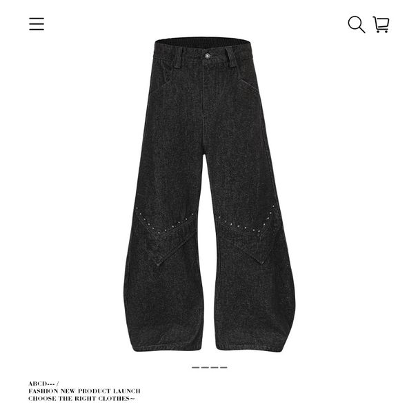 Men's Clothing Retro Machete Design Jeans Men And Women Trendy Brand Wide Leg Loose Cleanfit Pants Summer_mkmklike.com