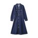 Collar Dress For Women In The Spring Autumn Of 2025, New Commuter Style, Waist Cinching And Slimming Denim Skirt With_mkmklike.com