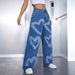 Women's Printed High-Waisted Wide Leg Jeans - Korean Style Straight Denim Pants With Heart Pattern (5 Sizes, S-XXL)_mkmklike.com