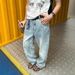 Retro Washed Distressed Straight Leg Jeans Street Style Loose Wide Leg Casual Trousers for Men And Women Floor Length Ripped_mkmklike.com