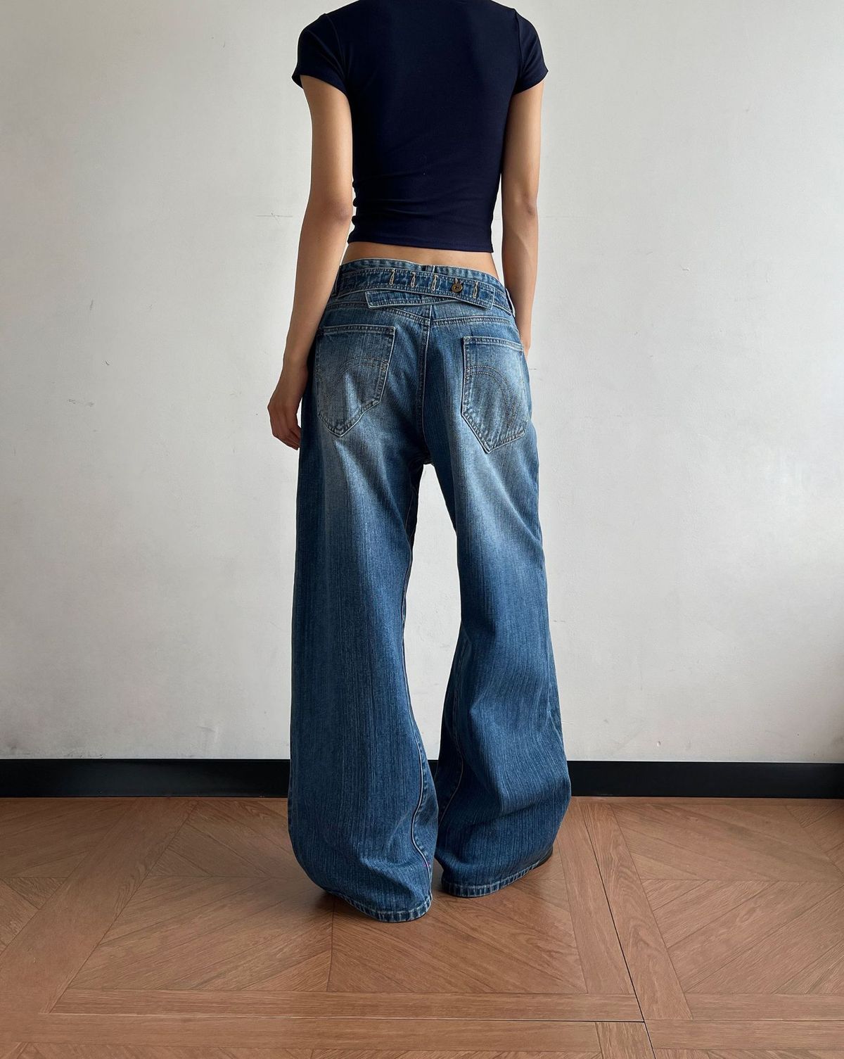 Men's Clothing Retro Parisian Button Design Jeans Bamboo Texture Unisex Stylish Cool Pants_mkmklike.com