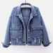 Oversized Korean Style Denim Jacket For Women – Loose BF Fit Short Top With Classic Indigo Wash (S-4XL)_mkmklike.com