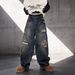 Men's Clothing Distressed Graffiti Jeans – Vintage Washed Blue Denim Pants With Hand-Painted Details & Fake Rips (Straight Cut, Low-Rise,S-3XL)_mkmklike.com