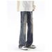 Nordmann American Style Vibe Washed Vintage Patchwork Zipper Jeans For Men Ins Trendy High Street Slim Fit Flared Long Pants_mkmklike.com