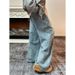 Guochao Street Niche Design Sense Reverse Wear Design Wide-leg Jeans Men And Women Versatile Mopping Hip-hop Straight Trousers_mkmklike.com