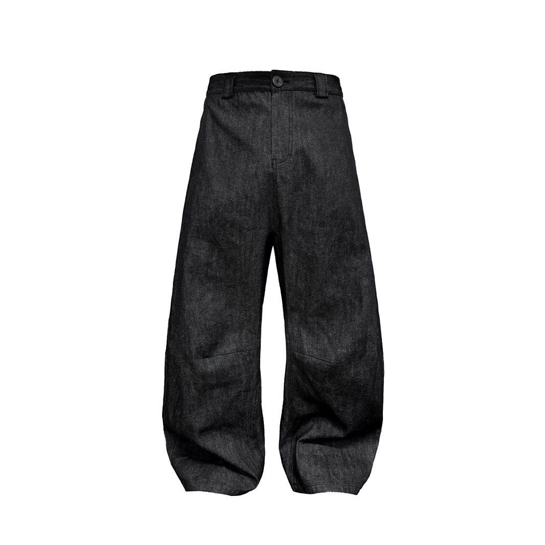 Men's Retro Raw Denim Curved Jeans Loose Fit Summer Trendy Wide Leg Pants Versatile Stylish Loose Straight Leg Jeans_mkmklike.com