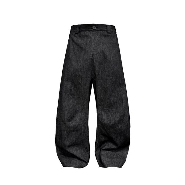 Men's Retro Raw Denim Curved Jeans Loose Fit Summer Trendy Wide Leg Pants Versatile Stylish Loose Straight Leg Jeans_mkmklike.com