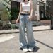 In-stock American Retro Low-waist Loose Wide-leg Pants, Versatile Floor-length Straight Jeans Women, Available For_mkmklike.com