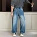 Men's Retro Curved Blade Jeans Loose Fit Straight Leg Workwear High Street Style Versatile Wide Leg Multi Pocket Trousers_mkmklike.com