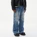 Deconstructed Detachable Zipper Two-Way Jeans Heavy-Duty Straight-Leg Men's American Style Washed Faded Loose Long Pants_mkmklike.com