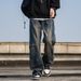Pure American Jeans Men's Loose Wide-Leg Pants Trendy Brand Cool Elastic Waist Straight High Street Retro_mkmklike.com
