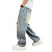 Men's Distressed Denim Jeans – Grunge Straight-Leg Pants With Vintage Wash (Blue, M-Xxxl) Retro Washed Finish_mkmklike.com