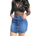 New Split-breasted Denim Casual Skirt Women's Summer Hip Skirt_mkmklike.com