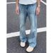 Men’s Blue Lightning Wash Jeans – Slim Fit Bootcut Pants With Straight-Leg Styling (Blue/Black, Sizes S-3XL)_mkmklike.com