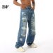 EF JEANS | 2024 New American Street Hip Hop Wind Heavy Industry Multi-hole Design Sense Straight Jeans Tide_mkmklike.com