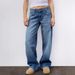 Women's Clothing Vintage Washed High-Waisted Wide-Leg Relaxed Fit Flowy Denim Jeans For Women - Classic Straight Cut, Comfortable Cotton Blend, Casual_mkmklike.com
