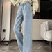 Thickened Wide-leg Jeans For Women, 2025 Winter, High-waisted, Loose, Slimming, Drapey, Warm, Straight-leg, Long Pants_mkmklike.com