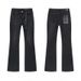 Unisex High-Rise Flared Jeans, Matte Black Gradient With Heart Rhinestones, Y2K Summer Streetwear_mkmklike.com