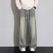 American Retro Washed Jeans Men's Spring And Autumn New Straight Casual Trousers Loose And Versatile Wide-leg Trousers_mkmklike.com