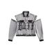 Men's Clothing Fashion Brand Handsome Letter Graffiti Washed Denim Jacket Men's Spring And Autumn New Couple Detachable Sleeves Two Way Jacket_mkmklike.com