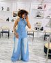 Women's Clothing Backless Halter Neck Sleeveless Lapel High Waist Denim Jumpsuit_mkmklike.com