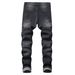 Men's Straight Stretch Jeans - Classic Comfort Fit Denim Pants For Casual Wear, Mid-Rise Waist, Washed Finish (28-42, Multiple Colors)_mkmklike.com