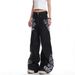 Unisex Vintage Floral Print Oversized Straight-Leg Jeans Baggy Trousers with Tribal Motifs Streetwear Retro Style_mkmklike.com