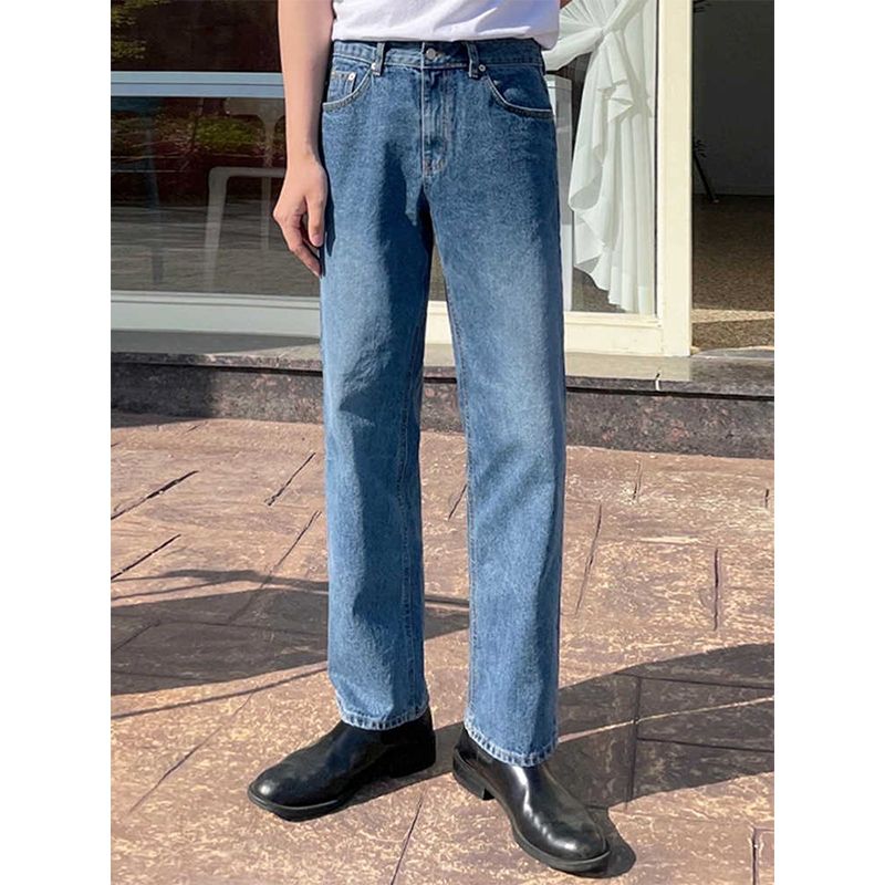 Nordmann Men's Jeans Autumn Winter Korean Style Trendy Cool Casual Straight Loose Versatile Heightening Slimming Retro Pants_mkmklike.com