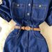 Women's Clothing High End Polo Collar Denim Dress Summer Split Belt Design Niche Temperament Long Skirt_mkmklike.com