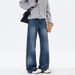Vintage Washed Straight-Leg Jeans For Men – Relaxed Fit, Classic Blue Denim, Everyday Essential_mkmklike.com