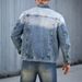 Men's Clothing Heavy Duty Denim Jacket Trendy Brand Pleated Gradient High Street Style Slight Stretch Outerwear_mkmklike.com