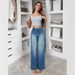 Voya Women's New Retro American Long Wide Leg Pants, Spicy Girl Loose Jeans, Women's Mid Waist Straight Leg Pants_mkmklike.com
