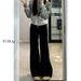 Women's Winter Flared Jeans - Warm Fleece-Lined Straight Leg Black Denim Pants For Everyday Comfort_mkmklike.com
