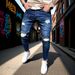 Men's Stretch Skinny Jeans - High Waist Slim Fit Denim Pants With Distressed Details & Comfortable Elastic Fabric For Casual Wear_mkmklike.com