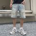 Men's Clothing Dirty Hole Denim Shorts Men's Trendy Brand Loose Large Size American Retro Washed Casual Shorts Summer Pants_mkmklike.com